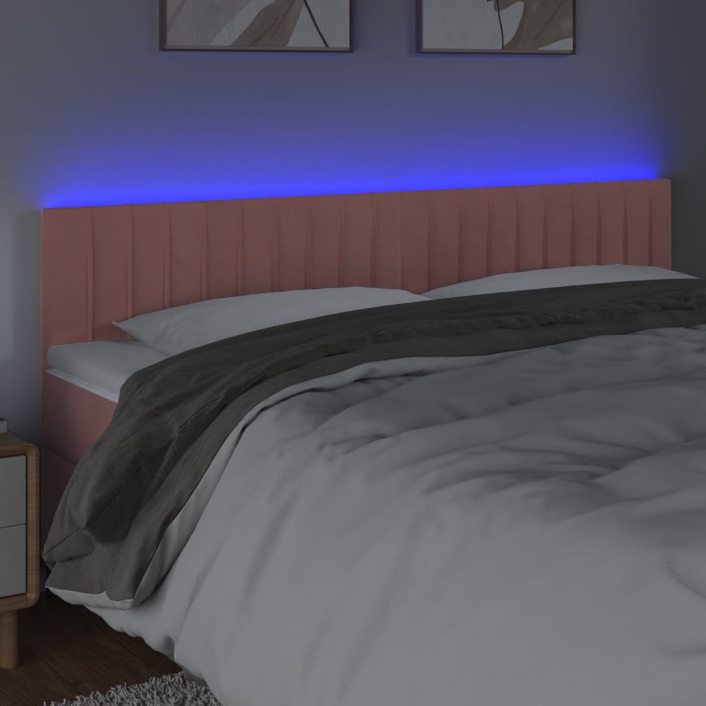 Κεφαλάρι Κρεβατιού LED Ροζ 180x5x78/88 εκ. Βελούδινο