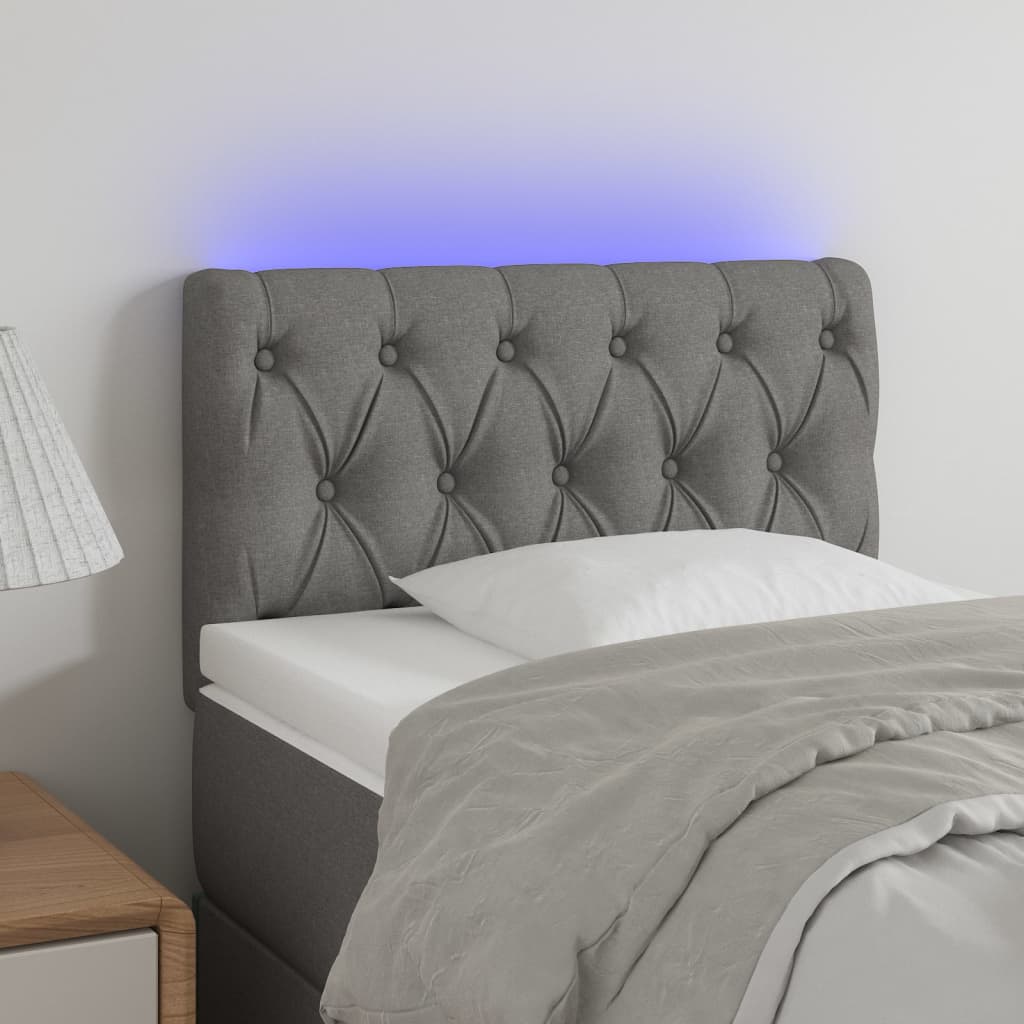Κεφαλάρι Κρεβατιού LED Ανοιχτό Γκρι 80x7x78/88 εκ. Υφασμάτινο - Pakobazaar