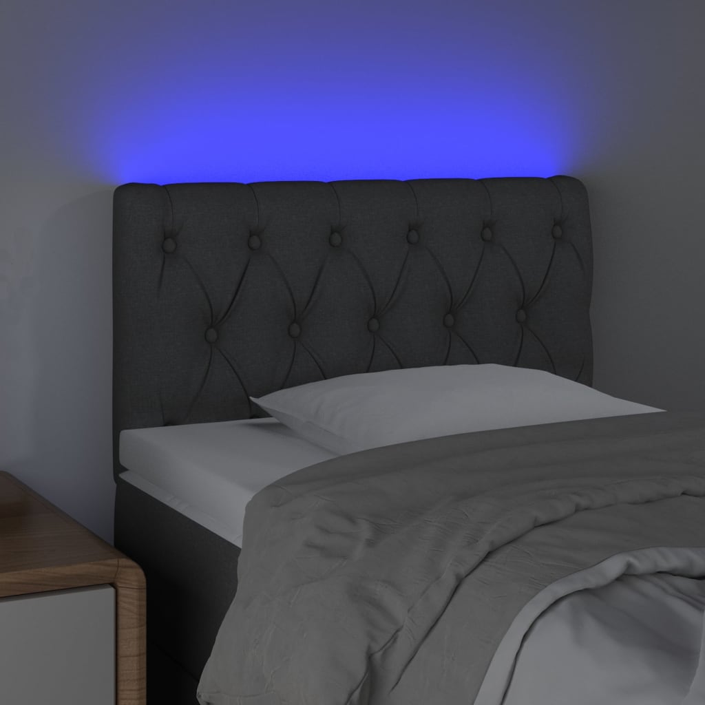 Κεφαλάρι Κρεβατιού LED Σκούρο Γκρι 80x7x78/88 εκ. Υφασμάτινο - Pakobazaar
