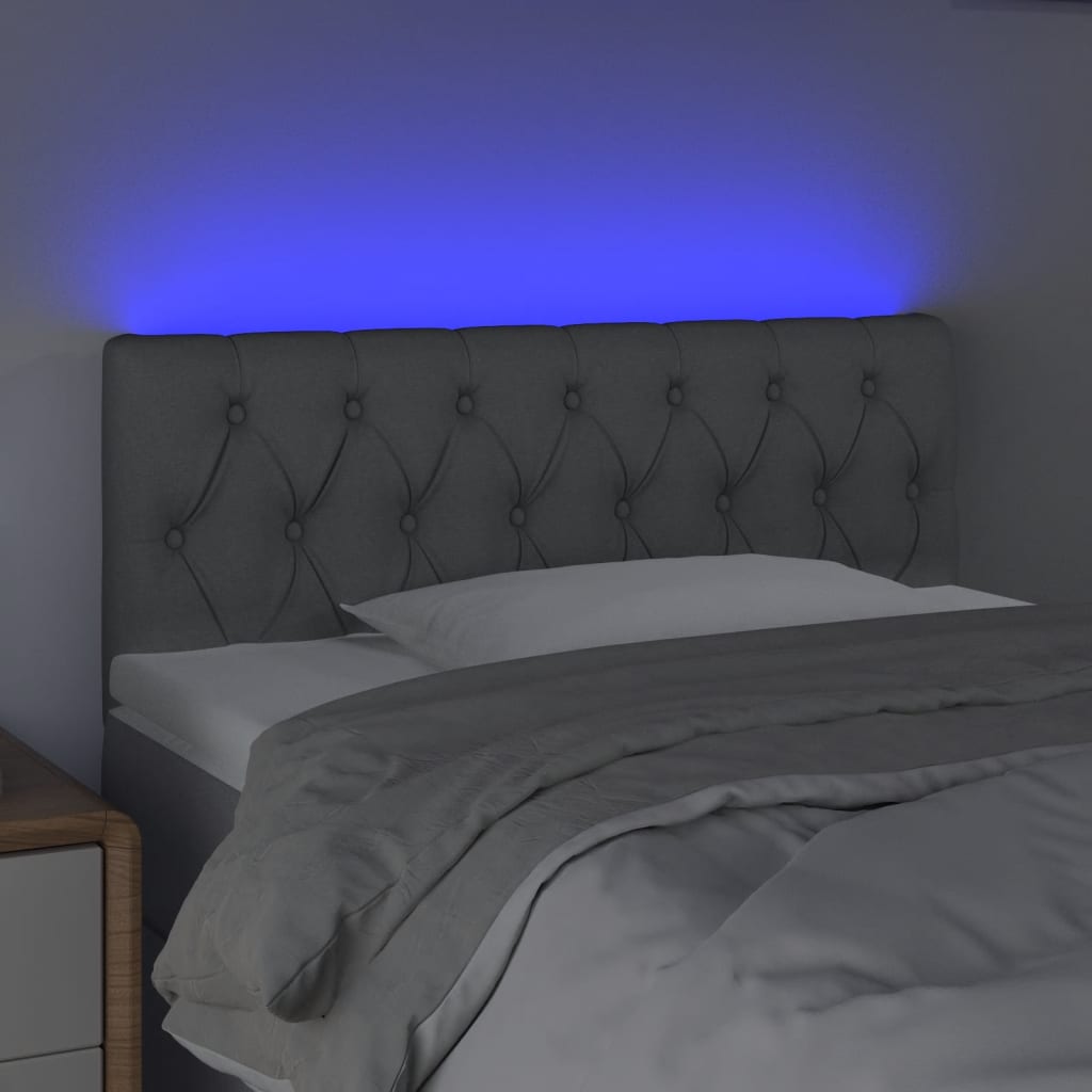 Κεφαλάρι Κρεβατιού LED Ανοιχτό Γκρι 90x7x78/88 εκ. Υφασμάτινο