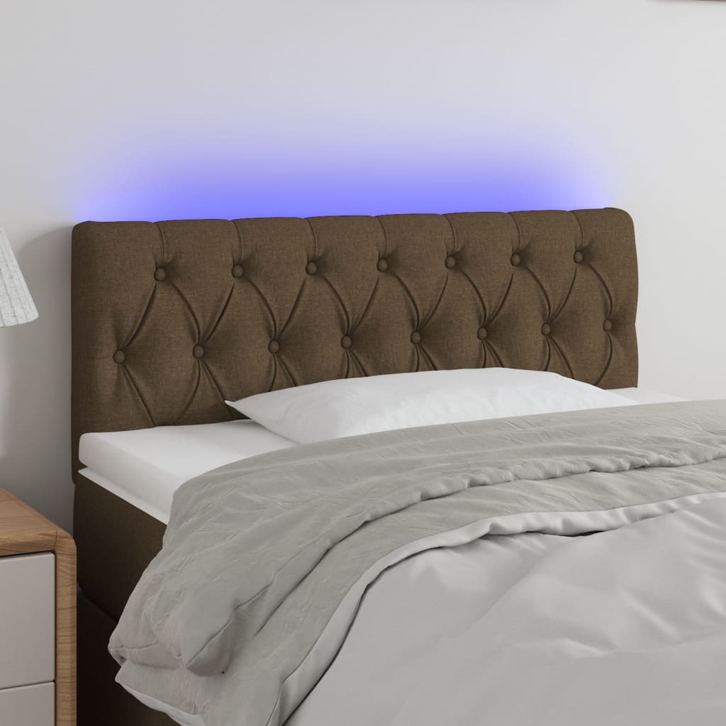 Κεφαλάρι Κρεβατιού LED Σκούρο Καφέ 90x7x78/88 εκ. Υφασμάτινο - Pakobazaar