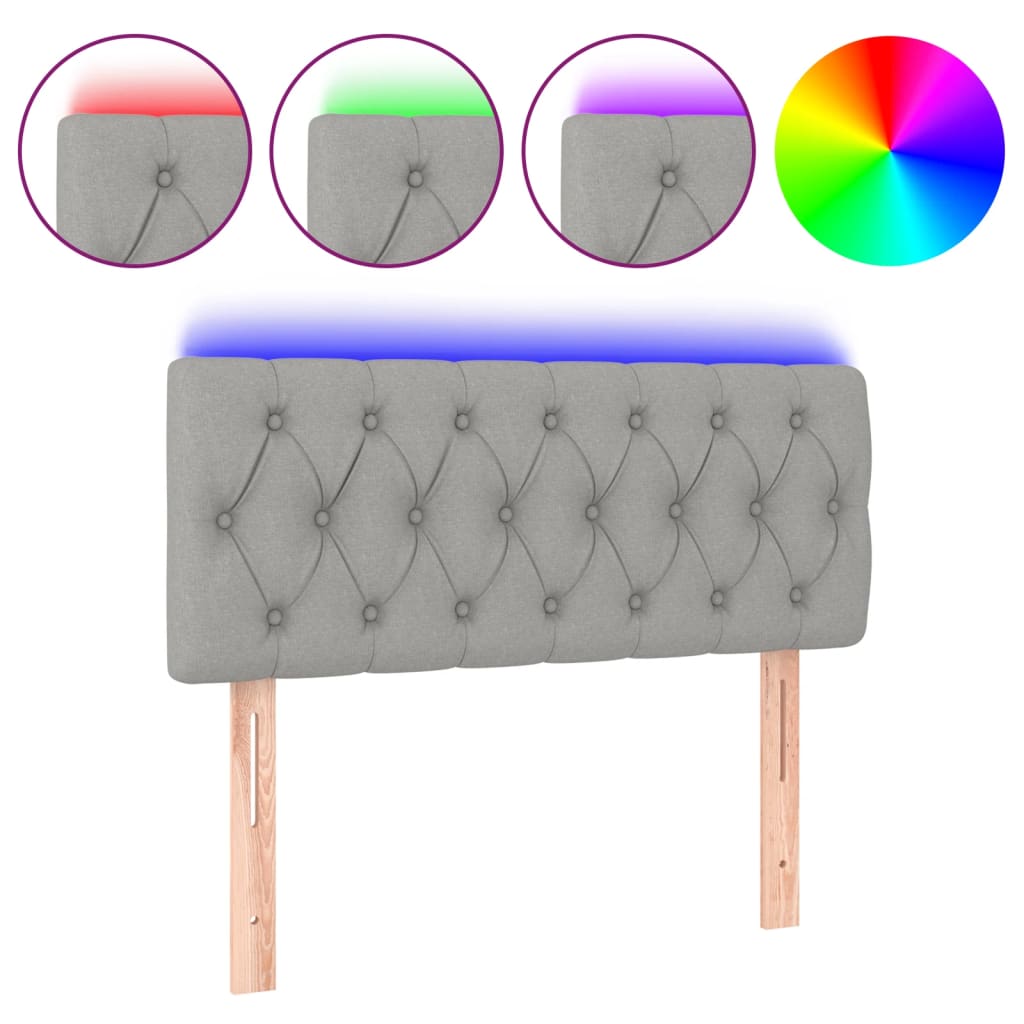Κεφαλάρι Κρεβατιού LED Ανοιχτό Γκρι 100x7x78/88 εκ. Υφασμάτινο