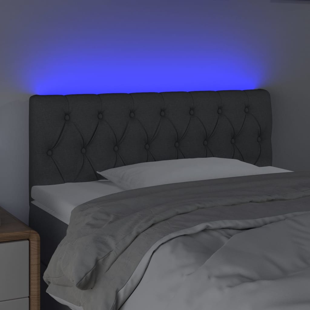 Κεφαλάρι Κρεβατιού LED Σκούρο Γκρι 100x7x78/88 εκ. Υφασμάτινο