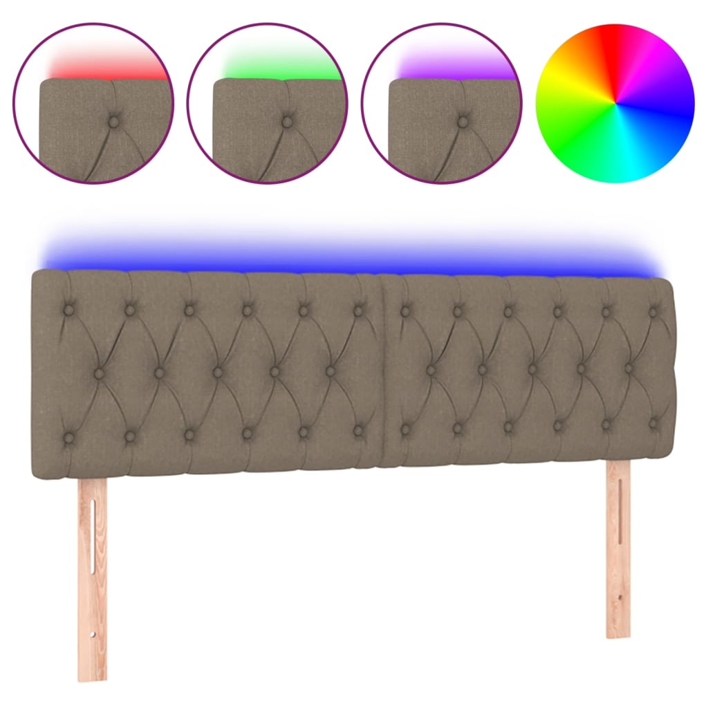 Κεφαλάρι Κρεβατιού LED Taupe 144x7x78/88 εκ. Υφασμάτινο