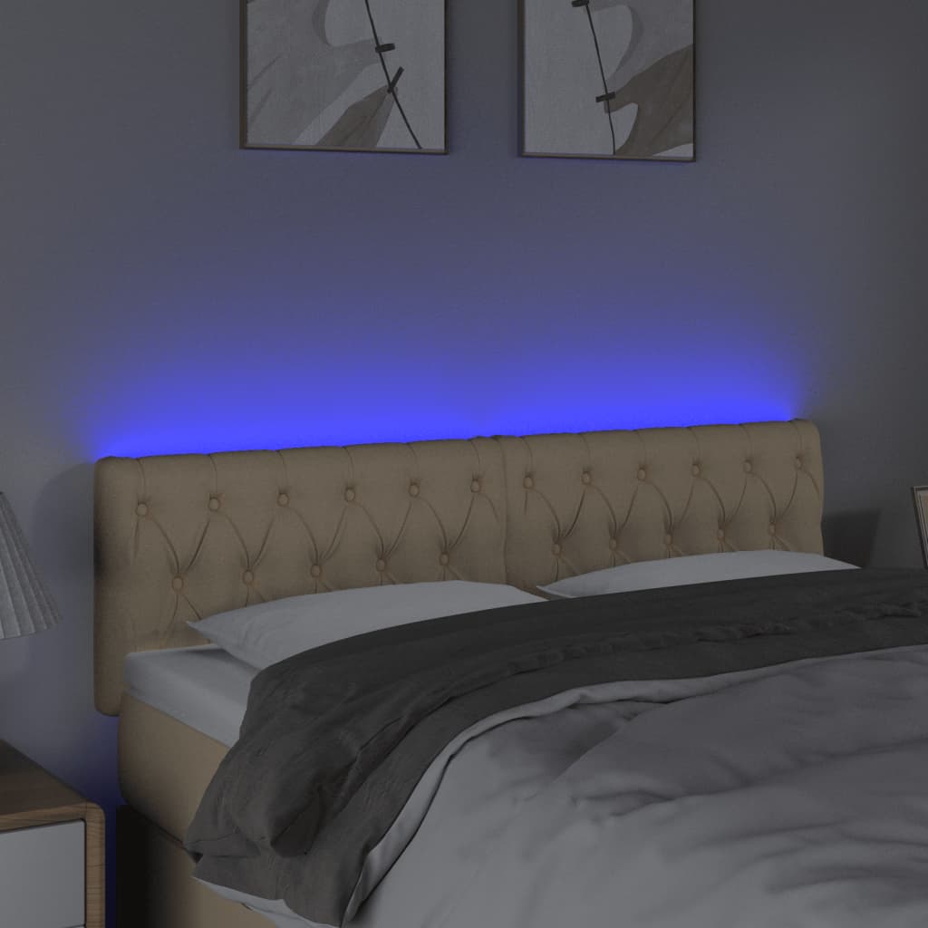 Κεφαλάρι Κρεβατιού LED Κρεμ 144x7x78/88 εκ. Υφασμάτινο