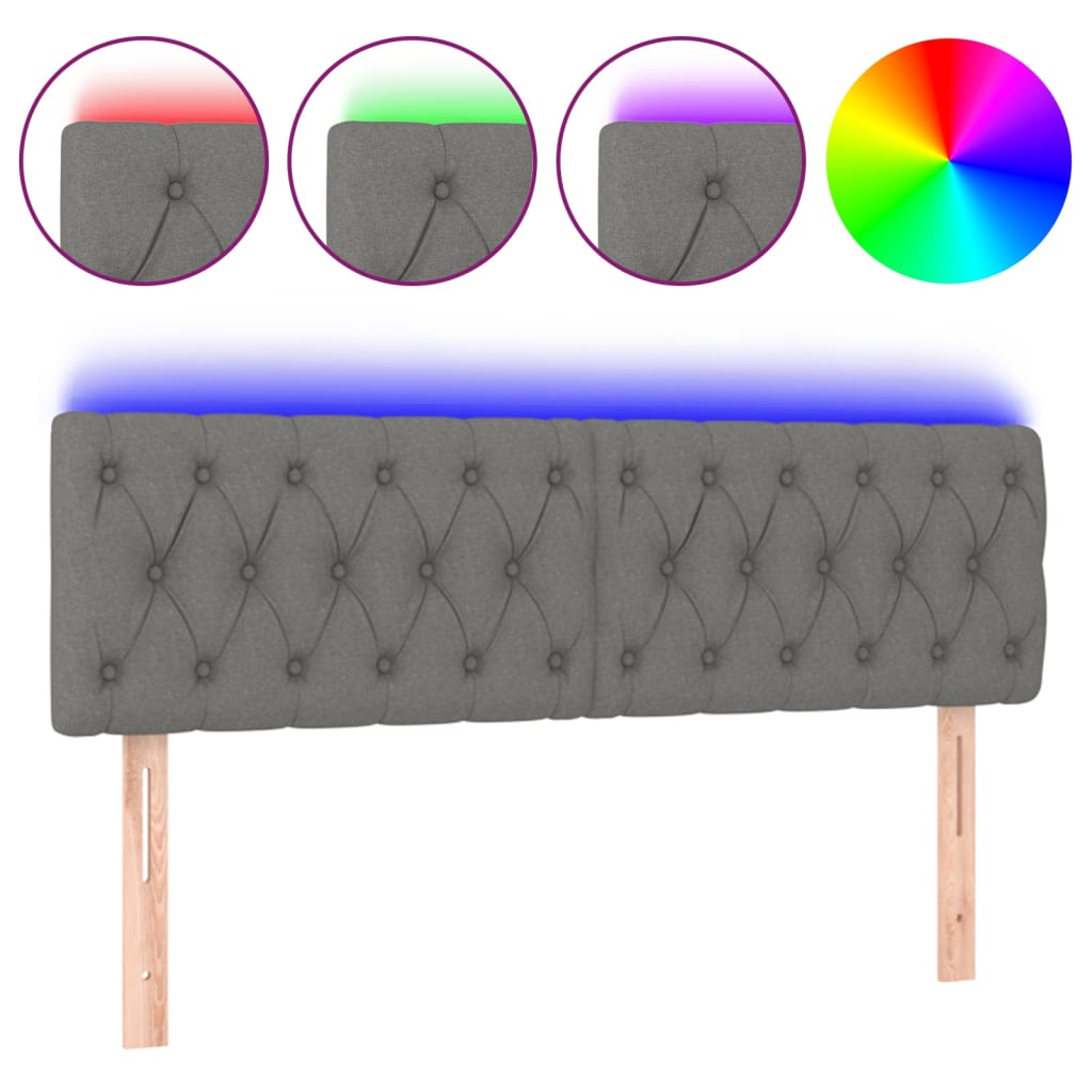 Κεφαλάρι Κρεβατιού LED Σκούρο Γκρι 160x7x78/88 εκ. Υφασμάτινο - Pakobazaar