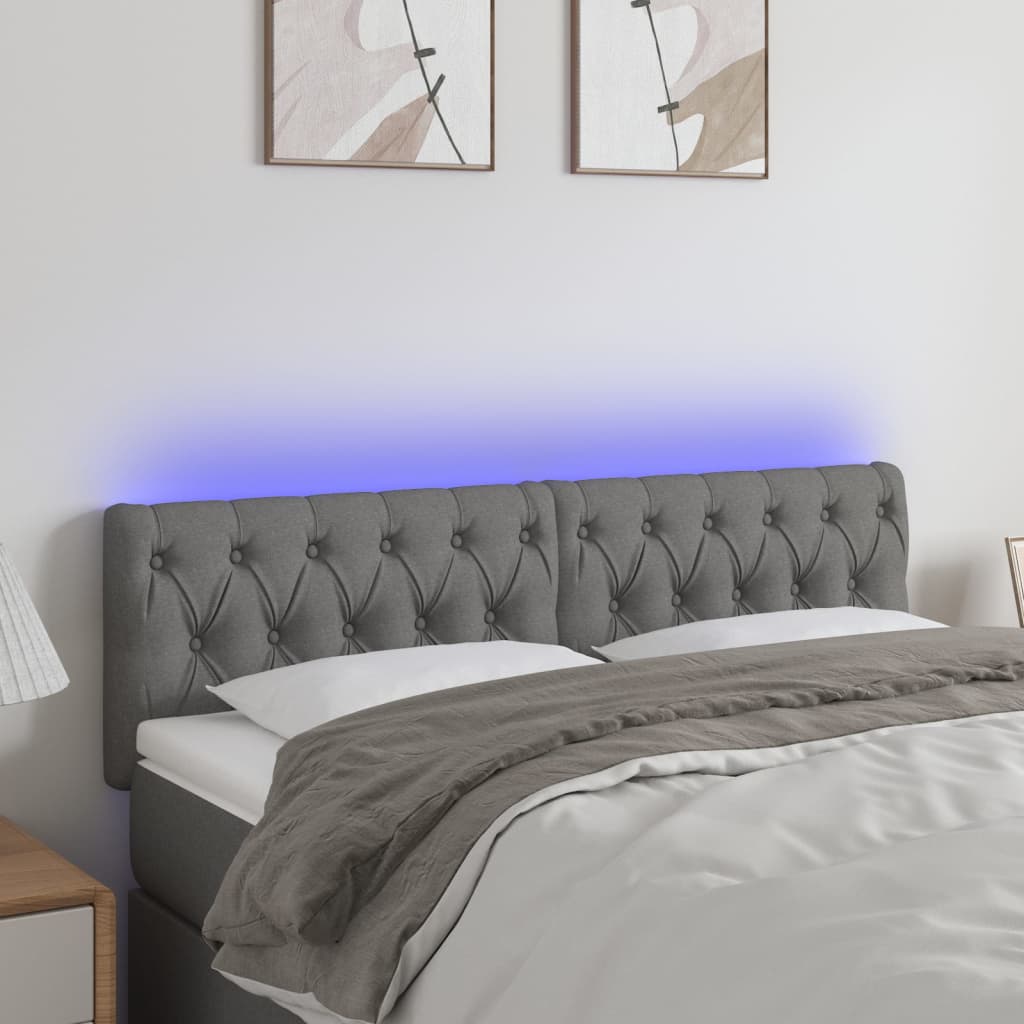 Κεφαλάρι Κρεβατιού LED Σκούρο Γκρι 160x7x78/88 εκ. Υφασμάτινο - Pakobazaar