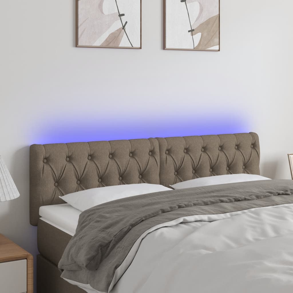 Κεφαλάρι Κρεβατιού LED Taupe 160x7x78/88 εκ. Υφασμάτινο - Pakobazaar
