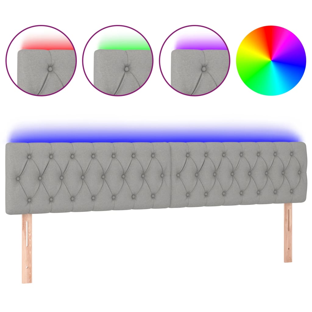 Κεφαλάρι Κρεβατιού LED Ανοιχτό Γκρι 180x7x78/88 εκ. Υφασμάτινο - Pakobazaar