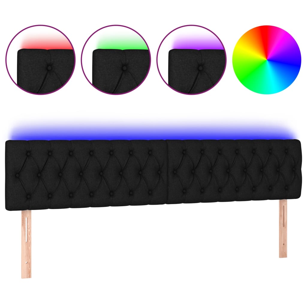 Κεφαλάρι Κρεβατιού LED Μαύρο 180x7x78/88 εκ. Υφασμάτινο