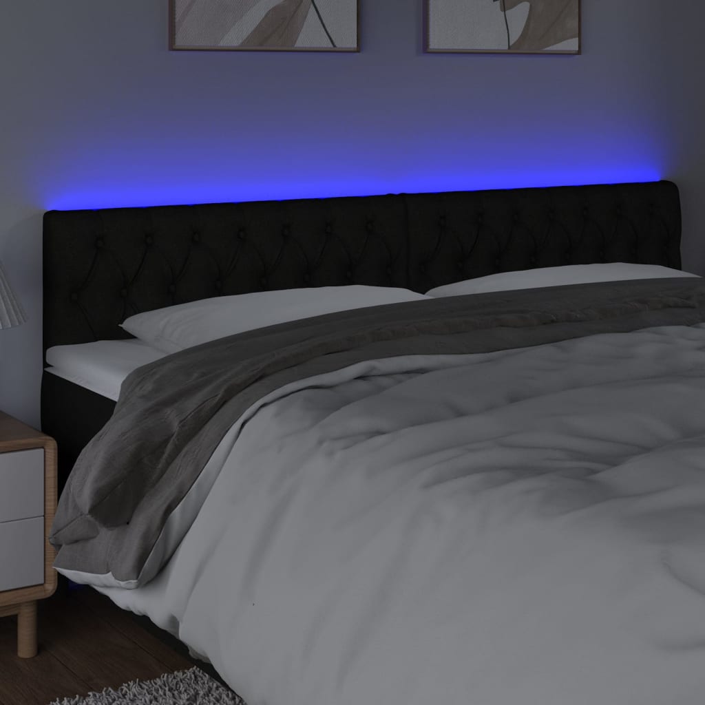 Κεφαλάρι Κρεβατιού LED Μαύρο 180x7x78/88 εκ. Υφασμάτινο