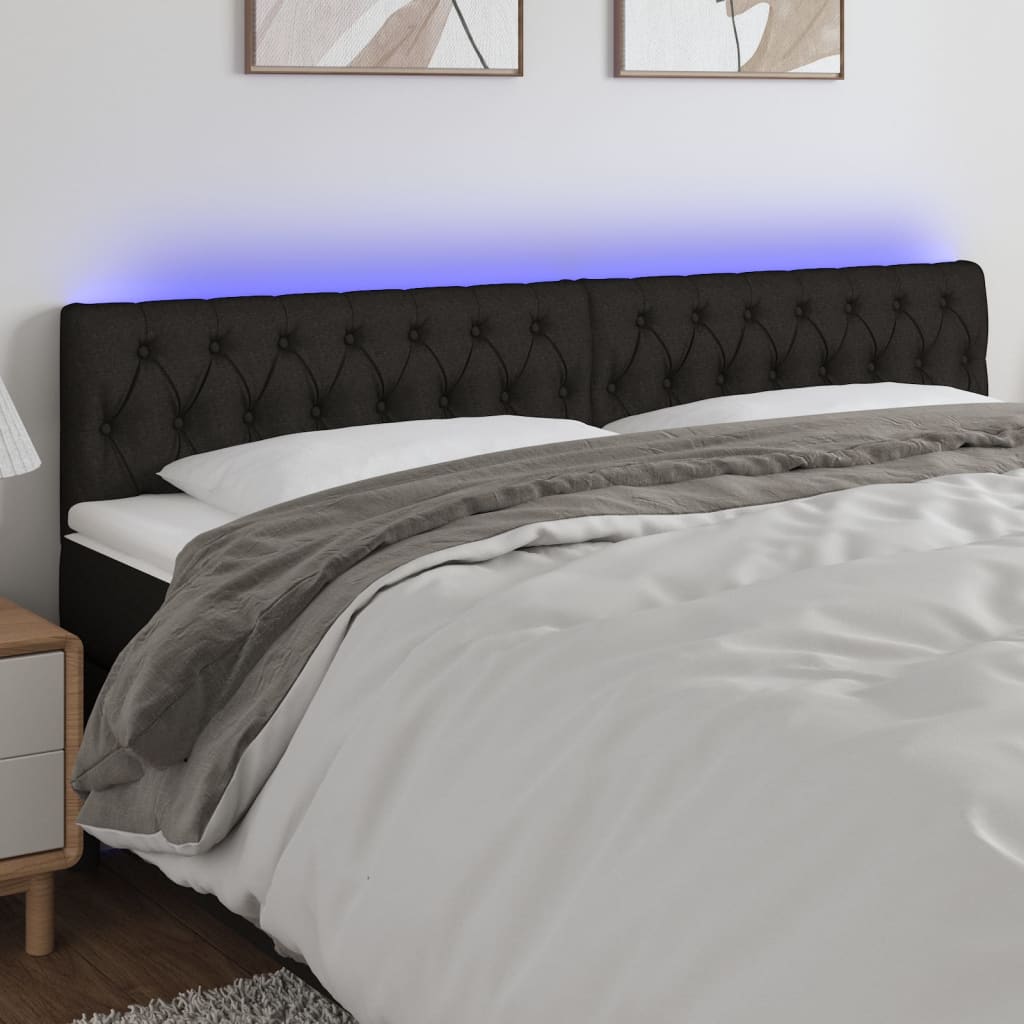 Κεφαλάρι Κρεβατιού LED Μαύρο 180x7x78/88 εκ. Υφασμάτινο