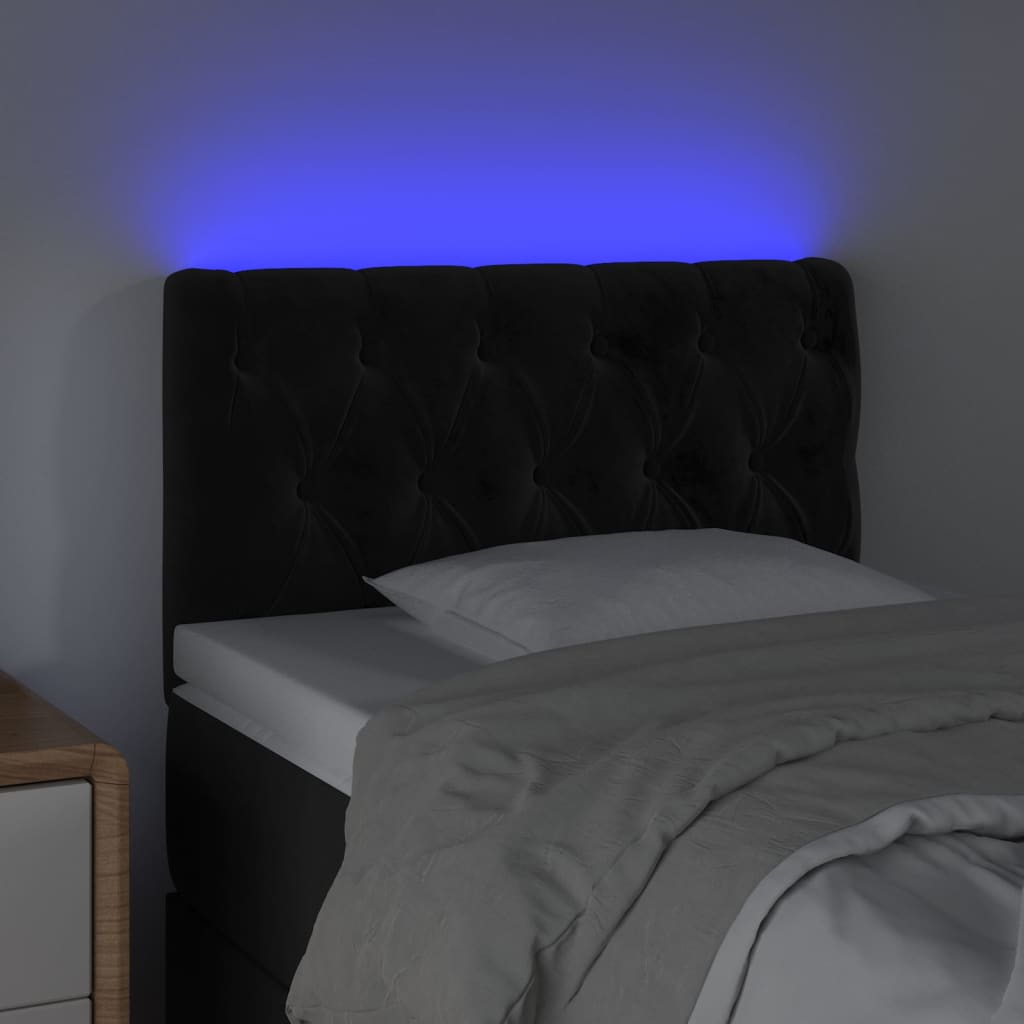 Κεφαλάρι Κρεβατιού LED Μαύρο 80x7x78/88 εκ. Βελούδινο