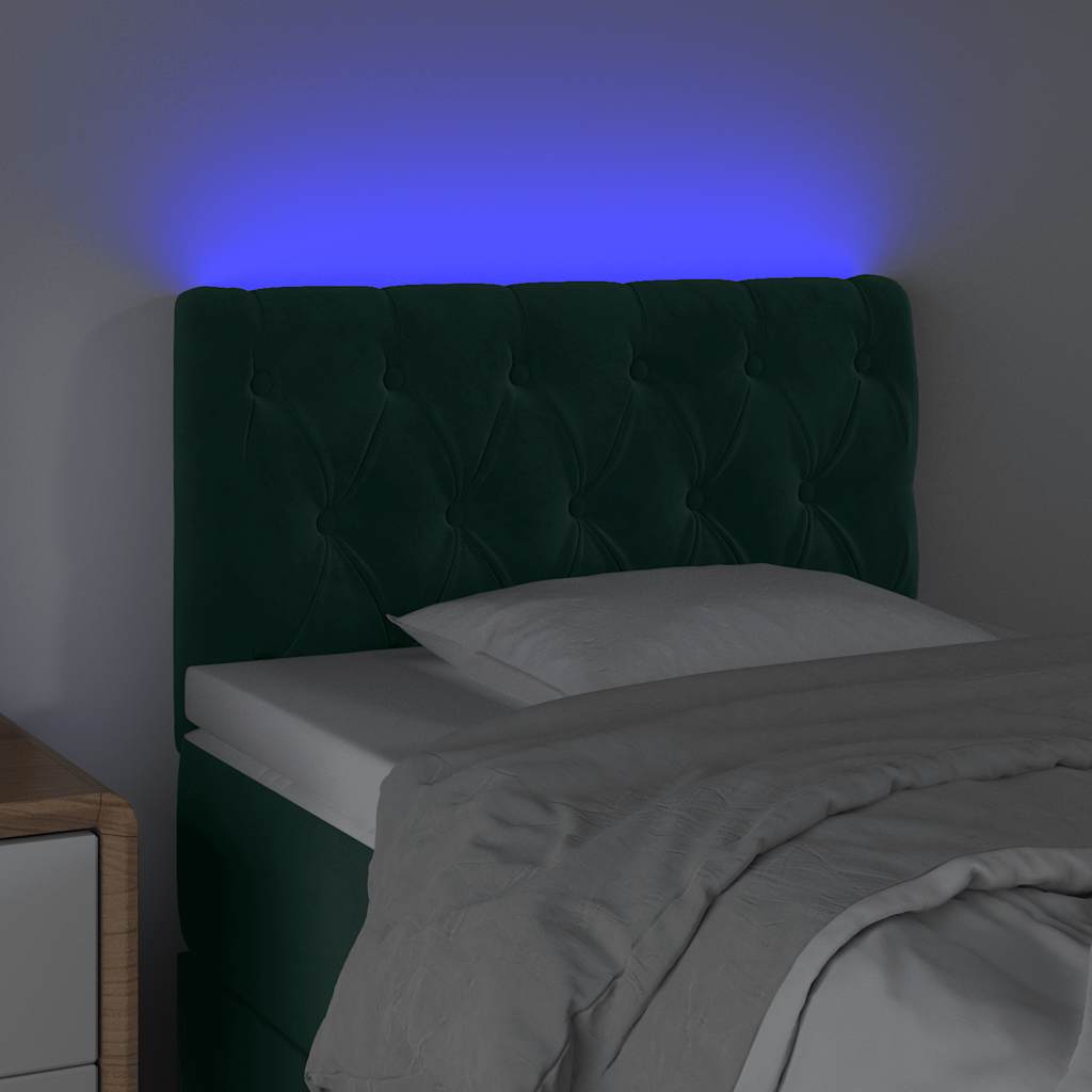 Κεφαλάρι Κρεβατιού LED Σκούρο Πράσινο 80x7x78/88 εκ. Βελούδινο