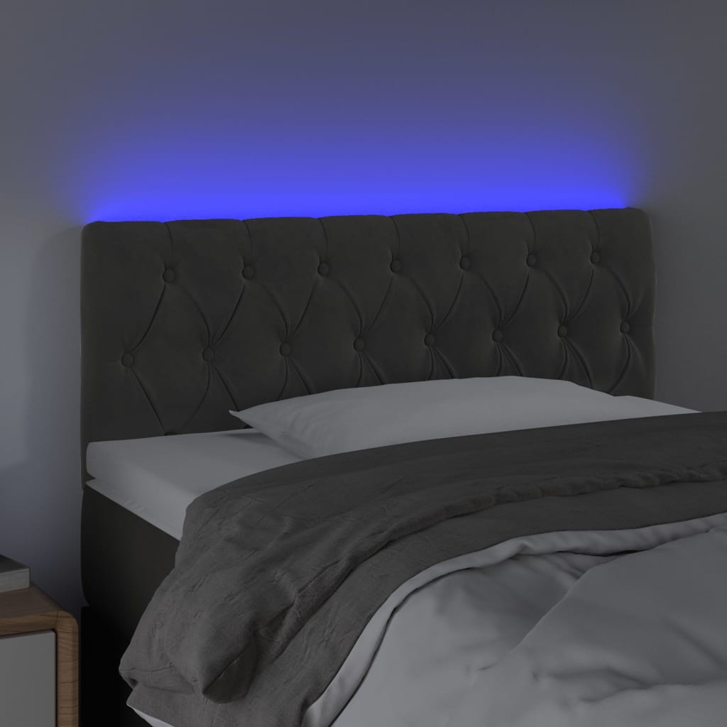 Κεφαλάρι Κρεβατιού LED Σκούρο Γκρι 90x7x78/88 εκ. Βελούδινο