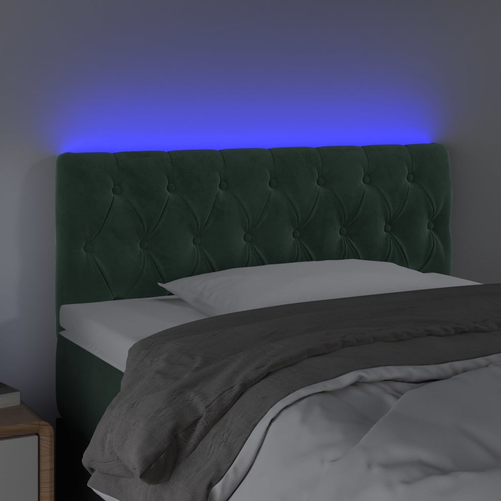 Κεφαλάρι Κρεβατιού LED Σκούρο Πράσινο 90x7x78/88 εκ. Βελούδινο