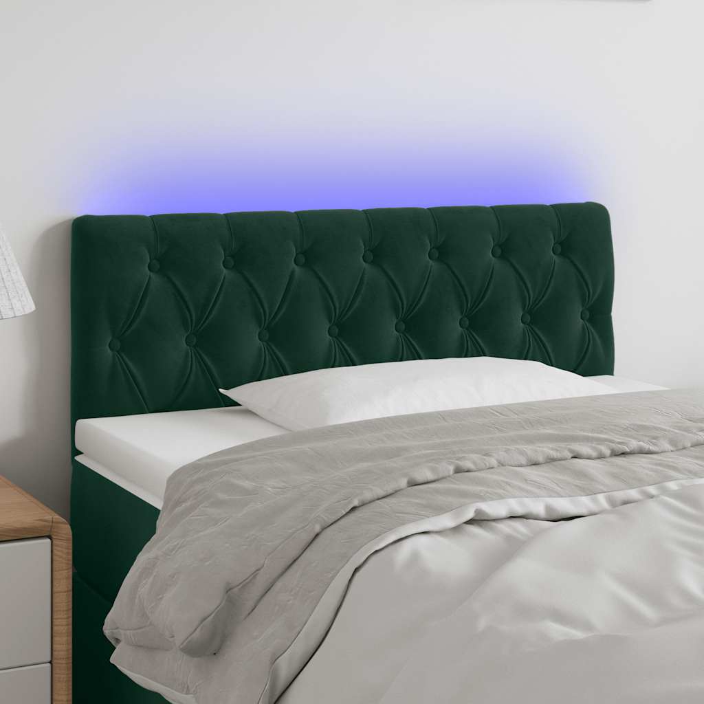 Κεφαλάρι Κρεβατιού LED Σκούρο Πράσινο 90x7x78/88 εκ. Βελούδινο