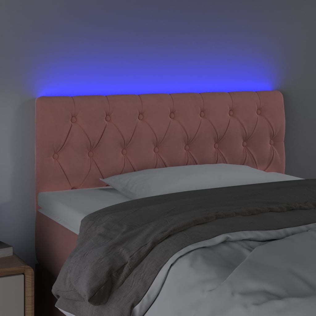 Κεφαλάρι Κρεβατιού LED Ροζ 90x7x78/88 εκ. Βελούδινο