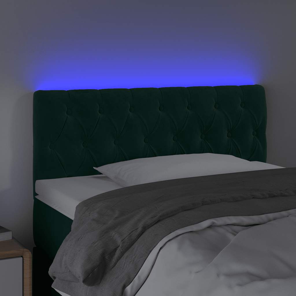 Κεφαλάρι Κρεβατιού LED Σκούρο Πράσινο 100x7x78/88 εκ. Βελούδινο