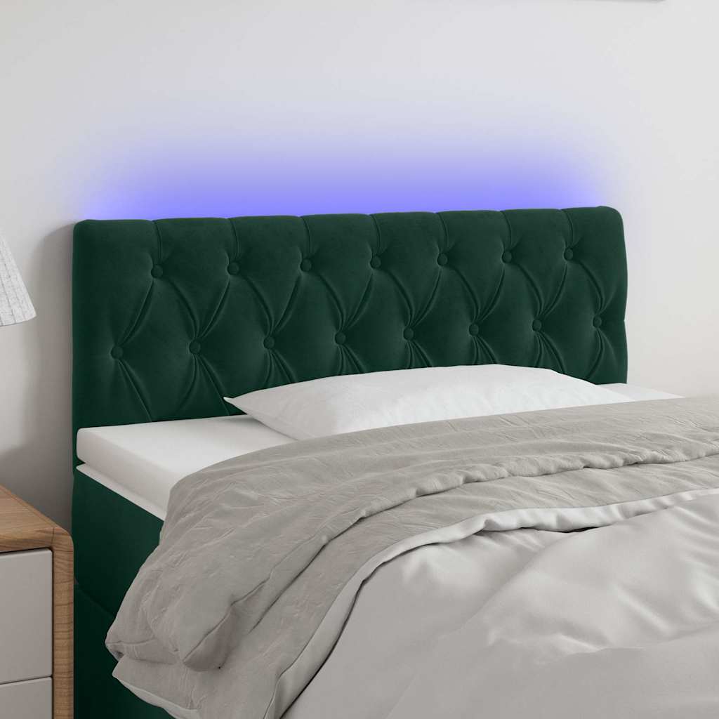 Κεφαλάρι Κρεβατιού LED Σκούρο Πράσινο 100x7x78/88 εκ. Βελούδινο