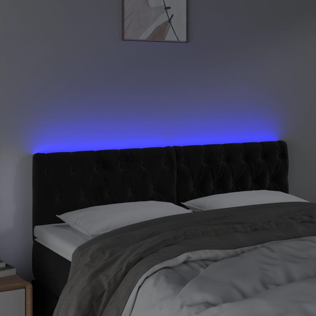 Κεφαλάρι Κρεβατιού LED Μαύρο 160x7x78/88 εκ. Βελούδινο