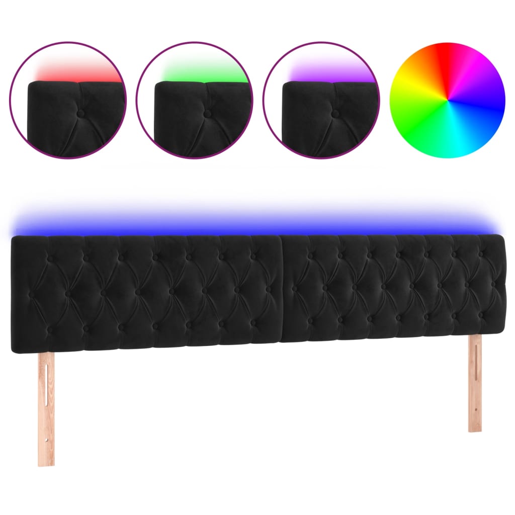 Κεφαλάρι Κρεβατιού LED Μαύρο 180x7x78/88 εκ. Βελούδινο - Pakobazaar