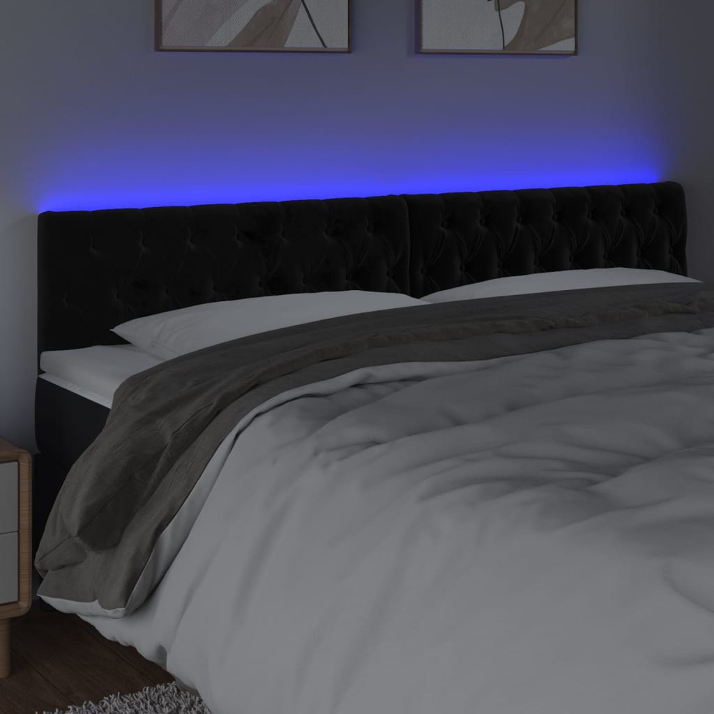 Κεφαλάρι Κρεβατιού LED Μαύρο 180x7x78/88 εκ. Βελούδινο - Pakobazaar