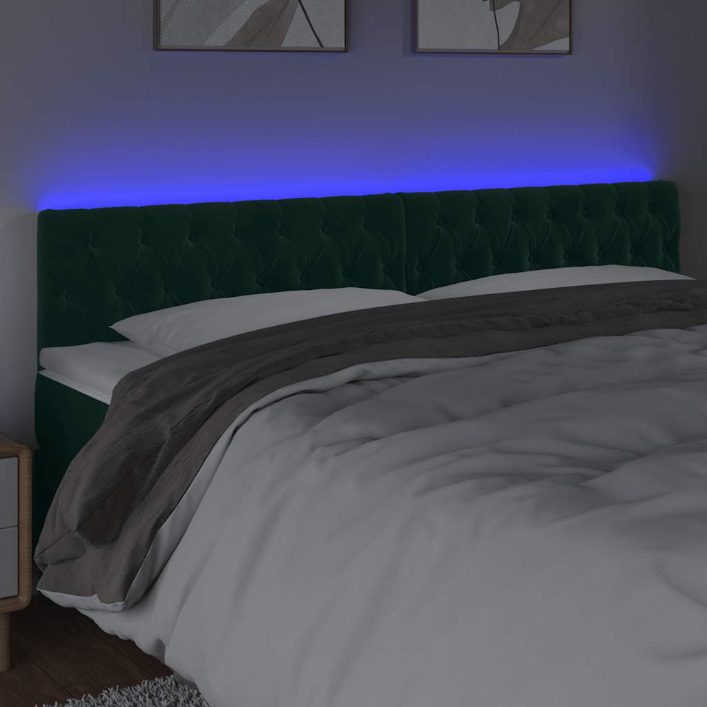 Κεφαλάρι Κρεβατιού LED Σκούρο Πράσινο 180x7x78/88 εκ. Βελούδινο - Pakobazaar