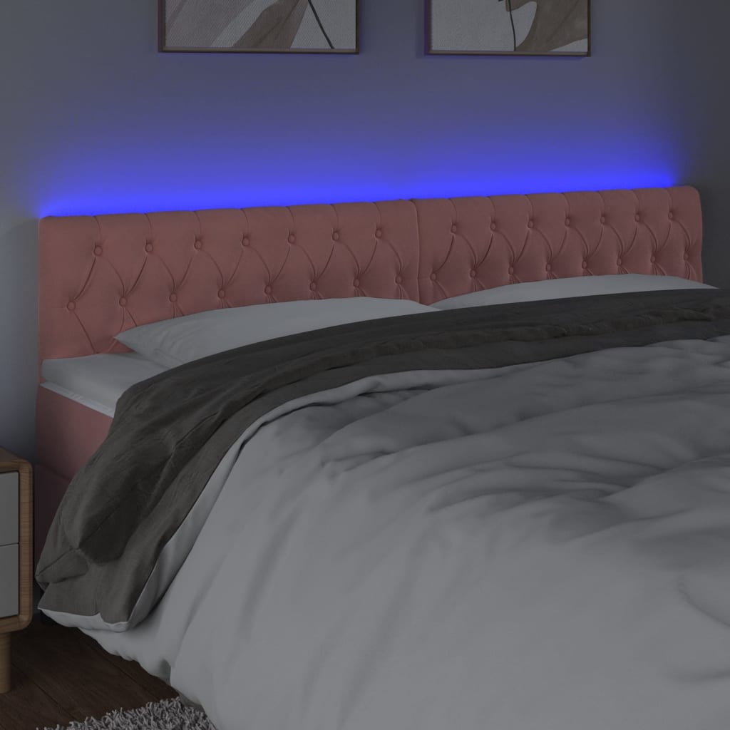 Κεφαλάρι Κρεβατιού LED Ροζ 180x7x78/88 εκ. Βελούδινο