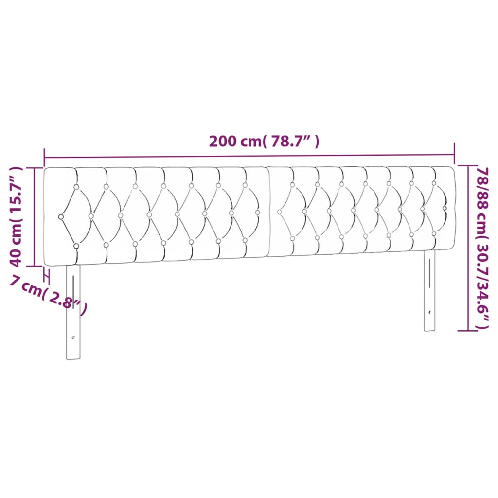 Κεφαλάρι Κρεβατιού LED Ανοιχτό Γκρι 200x7x78/88 εκ. Βελούδινο