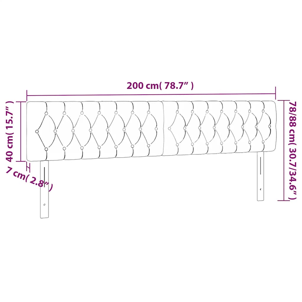 Κεφαλάρι Κρεβατιού LED Σκούρο Πράσινο 200x7x78/88 εκ. Βελούδινο