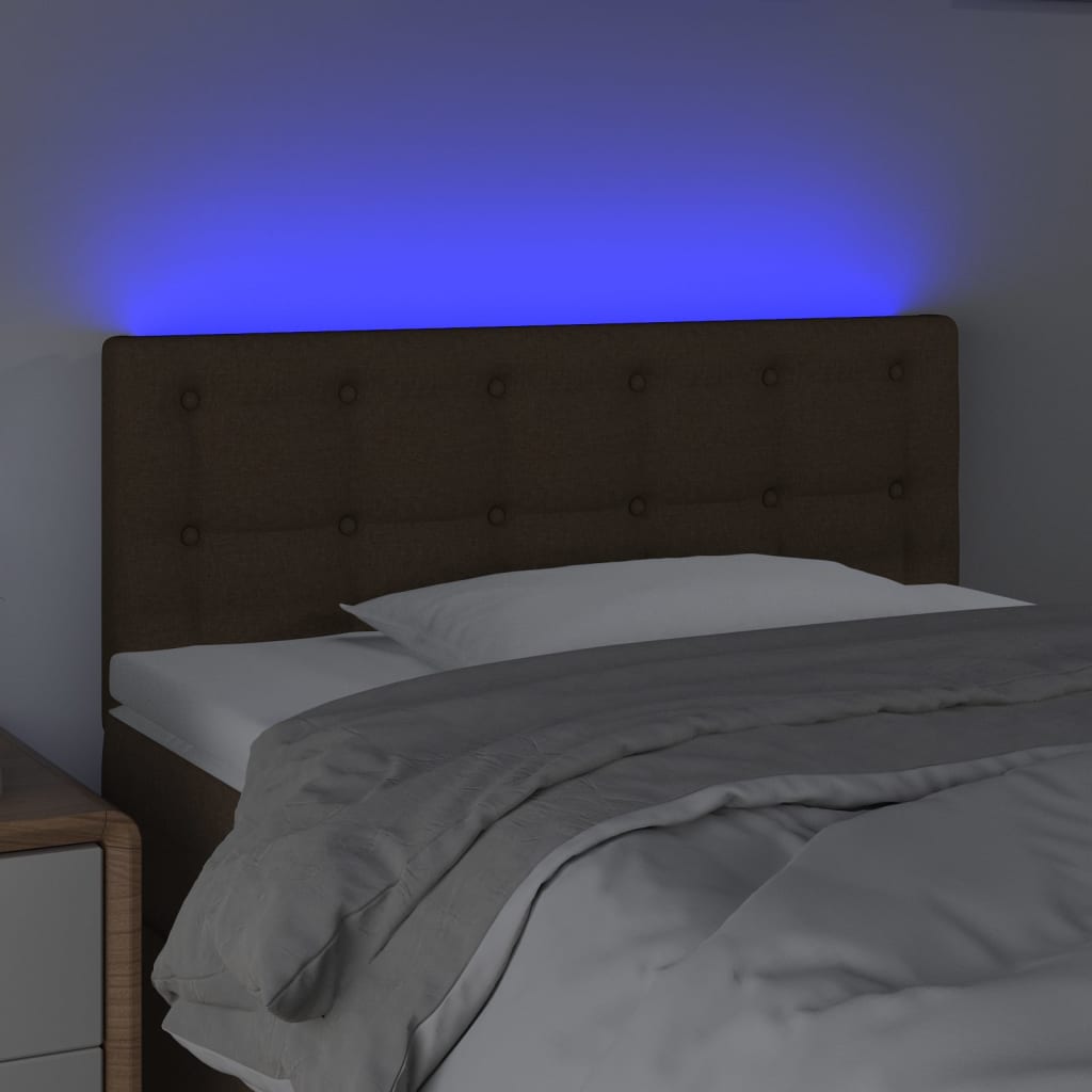 Κεφαλάρι Κρεβατιού LED Σκούρο Καφέ 90x5x78/88 εκ. Υφασμάτινο