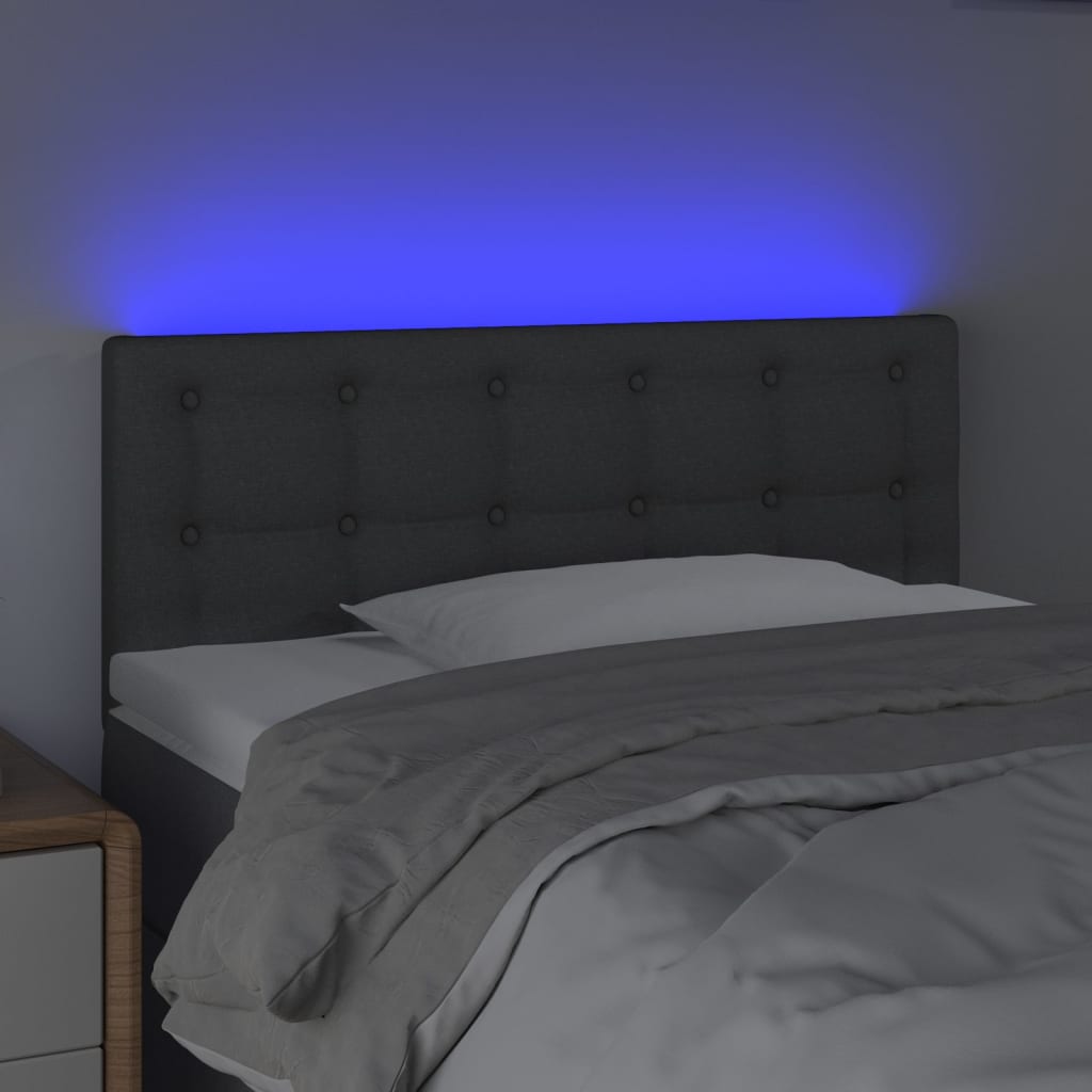 Κεφαλάρι Κρεβατιού LED Σκούρο Γκρι 100x5x78/88 εκ. Υφασμάτινο