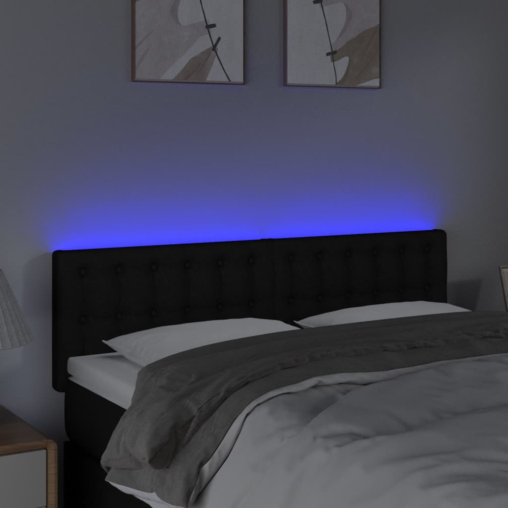 Κεφαλάρι Κρεβατιού LED Μαύρο 144x5x78/88 εκ. Υφασμάτινο