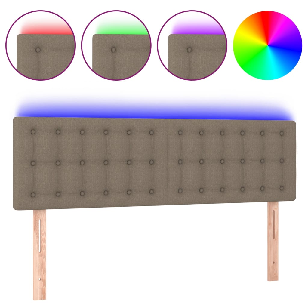 Κεφαλάρι Κρεβατιού LED Taupe 144x5x78/88 εκ. Υφασμάτινο