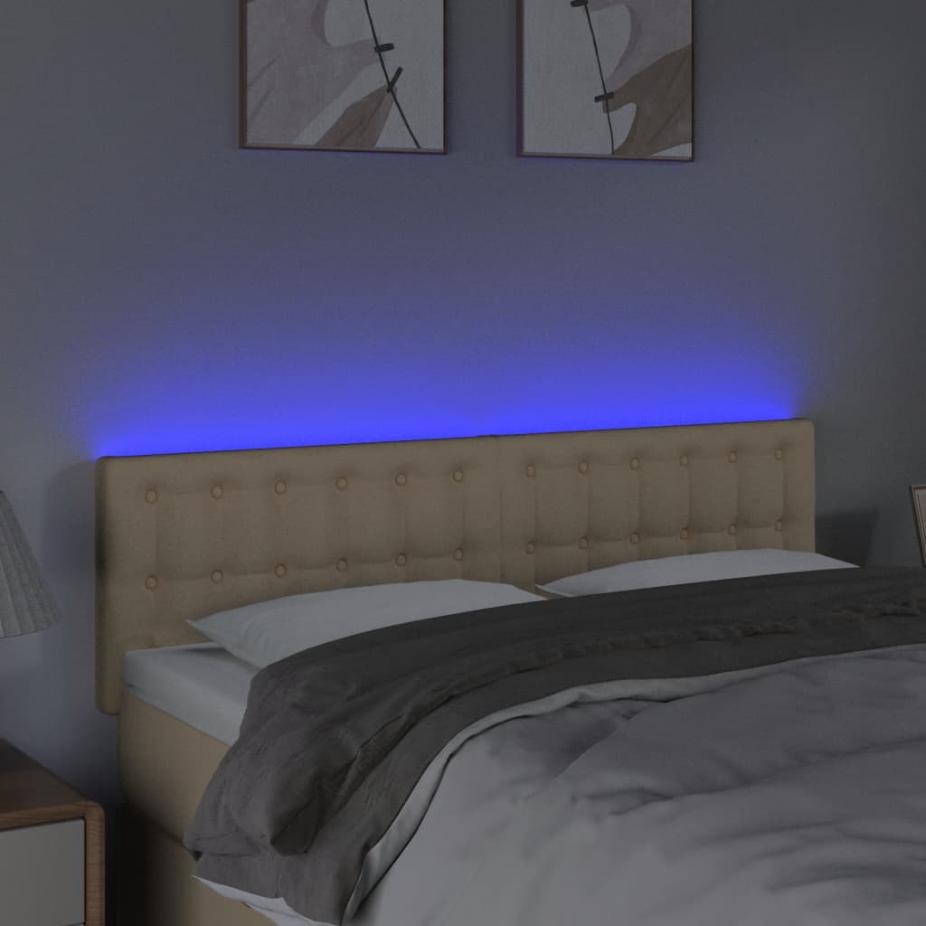 Κεφαλάρι Κρεβατιού LED Κρεμ 144x5x78/88 εκ. Υφασμάτινο - Pakobazaar