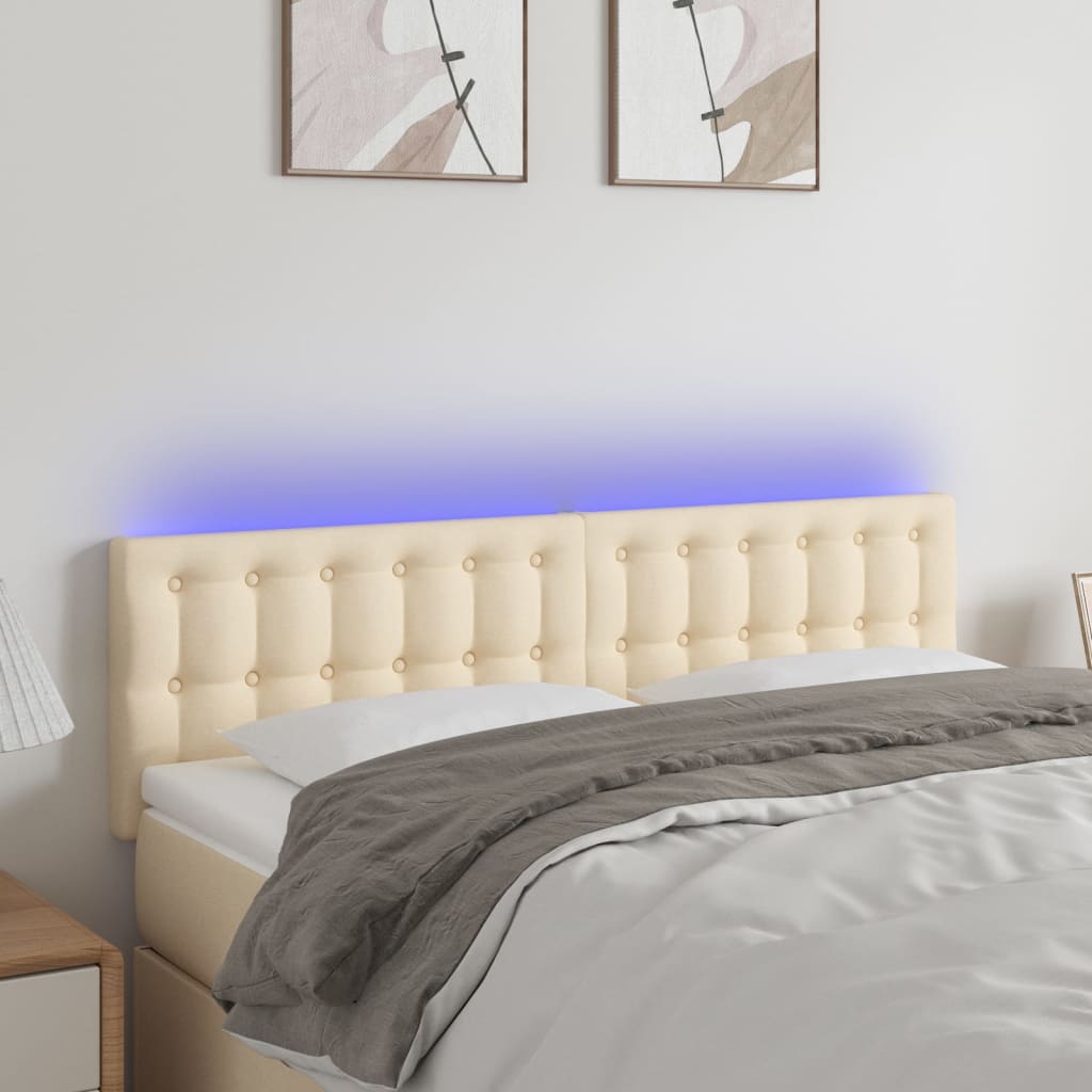 Κεφαλάρι Κρεβατιού LED Κρεμ 144x5x78/88 εκ. Υφασμάτινο - Pakobazaar