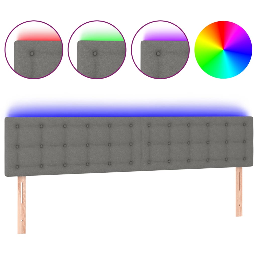 Κεφαλάρι Κρεβατιού LED Σκούρο Γκρι 160x5x78/88 εκ. Υφασμάτινο