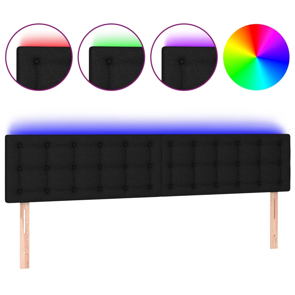 Κεφαλάρι Κρεβατιού LED Μαύρο 160x5x78/88 εκ. Υφασμάτινο - Pakobazaar