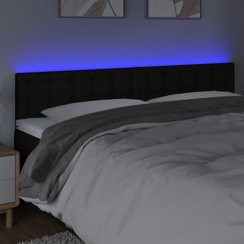 Κεφαλάρι Κρεβατιού LED Μαύρο 160x5x78/88 εκ. Υφασμάτινο - Pakobazaar
