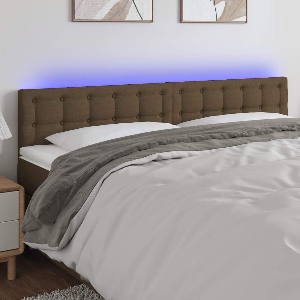 Κεφαλάρι Κρεβατιού LED Σκούρο Καφέ 160x5x78/88 εκ. Υφασμάτινο - Pakobazaar