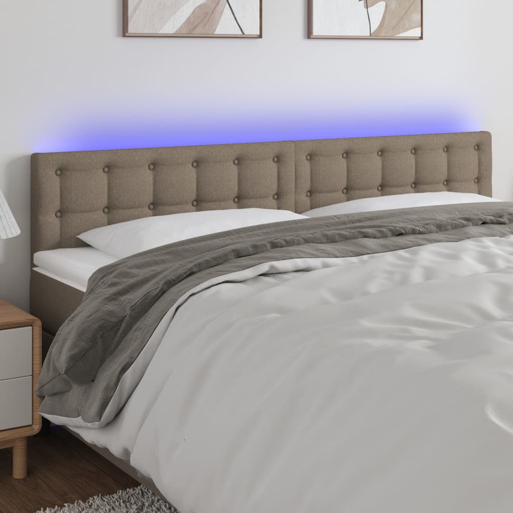 Κεφαλάρι Κρεβατιού LED Taupe 180x5x78/88 εκ. Υφασμάτινο