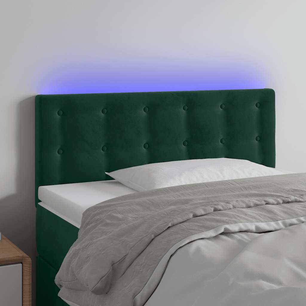 Κεφαλάρι Κρεβατιού LED Σκούρο Πράσινο 80x5x78/88 εκ. Βελούδινο