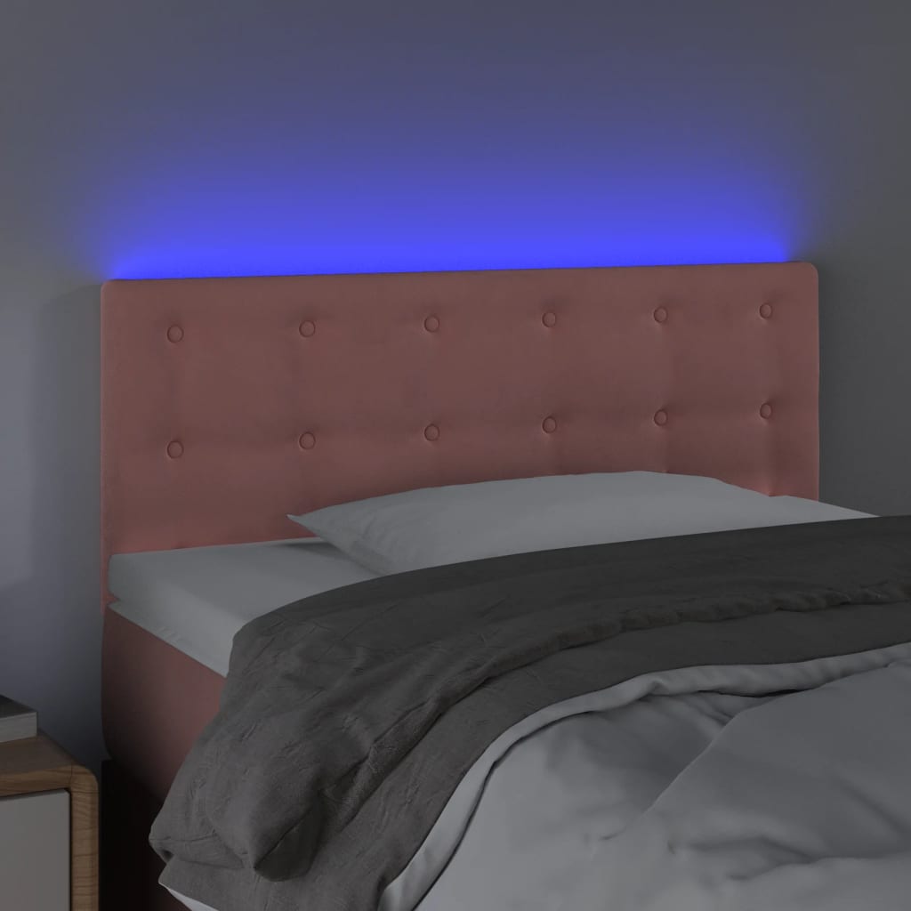 Κεφαλάρι Κρεβατιού LED Ροζ 80 x 5 x 78/88 εκ. Βελούδινο