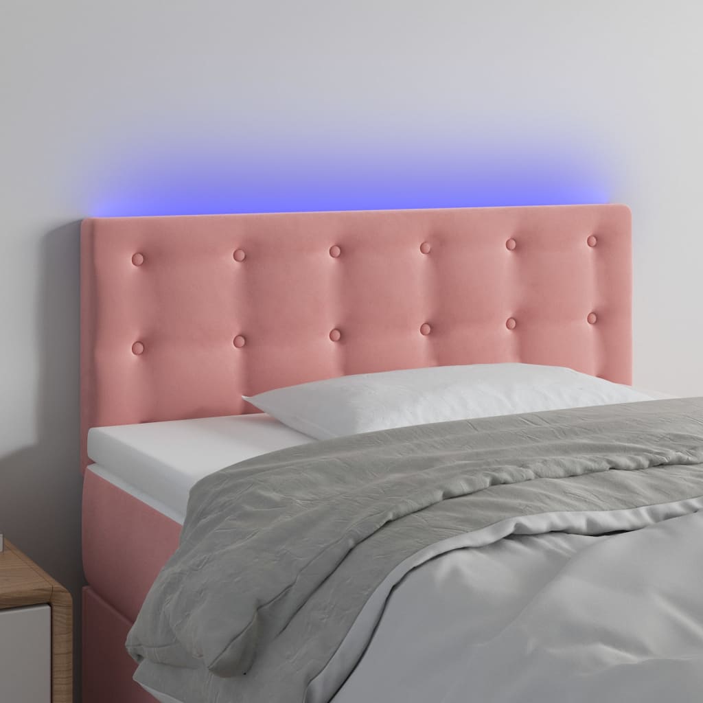 Κεφαλάρι Κρεβατιού LED Ροζ 80 x 5 x 78/88 εκ. Βελούδινο