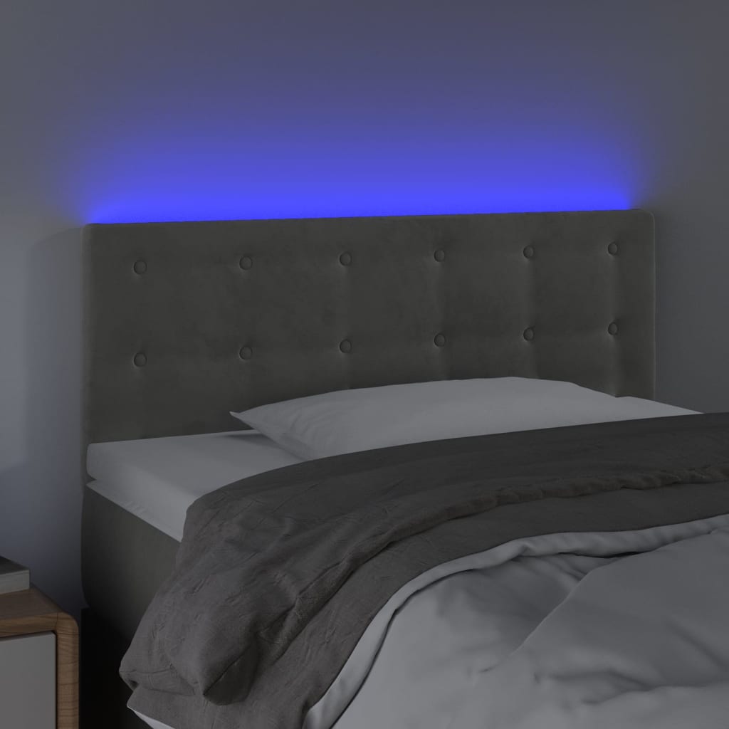 Κεφαλάρι Κρεβατιού LED Ανοιχτό Γκρι 90x5x78/88 εκ. Βελούδινο - Pakobazaar