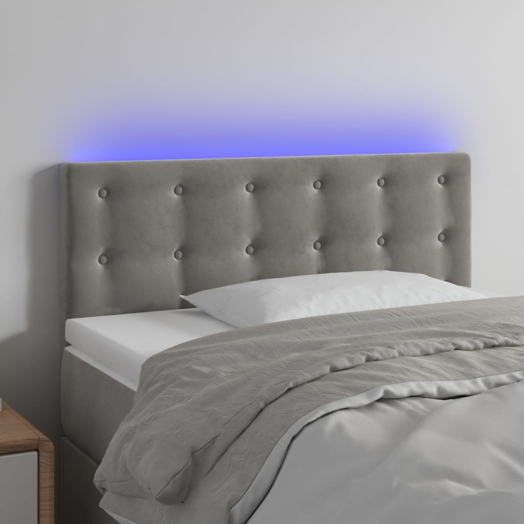 Κεφαλάρι Κρεβατιού LED Ανοιχτό Γκρι 90x5x78/88 εκ. Βελούδινο - Pakobazaar