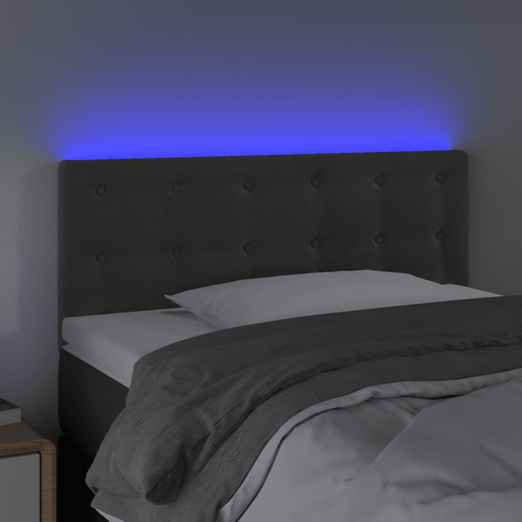 Κεφαλάρι Κρεβατιού LED Σκούρο Γκρι 90x5x78/88 εκ. Βελούδινο