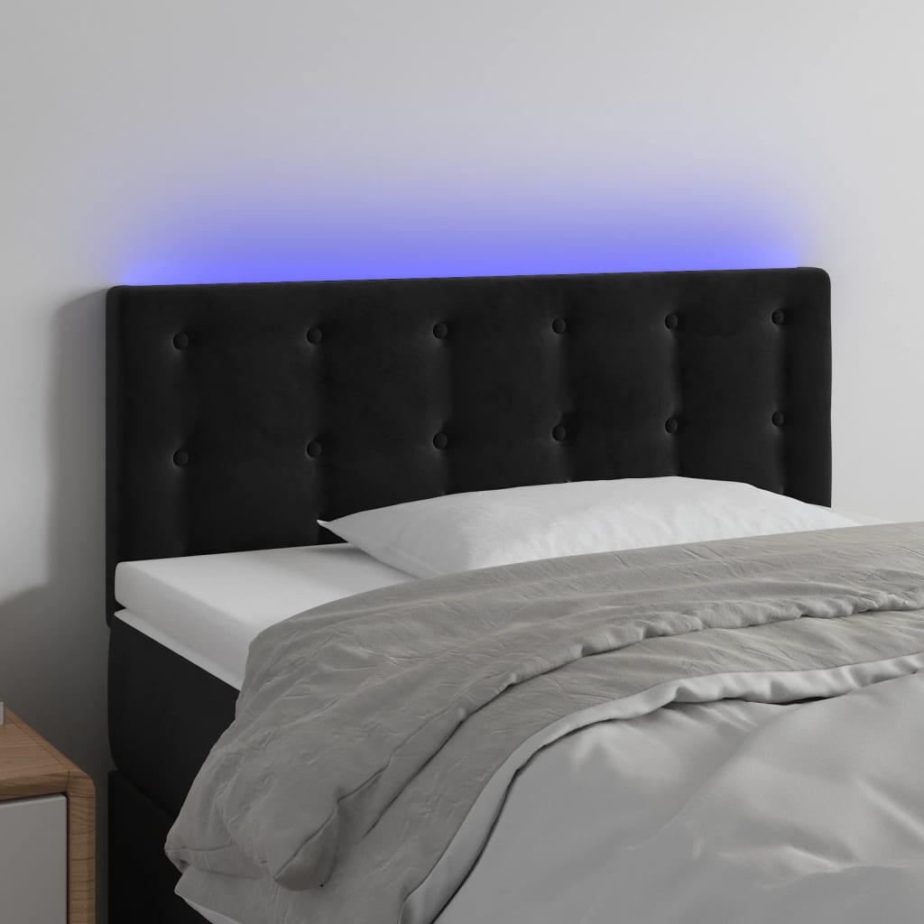 Κεφαλάρι Κρεβατιού LED Μαύρο 90x5x78/88 εκ. Βελούδινο