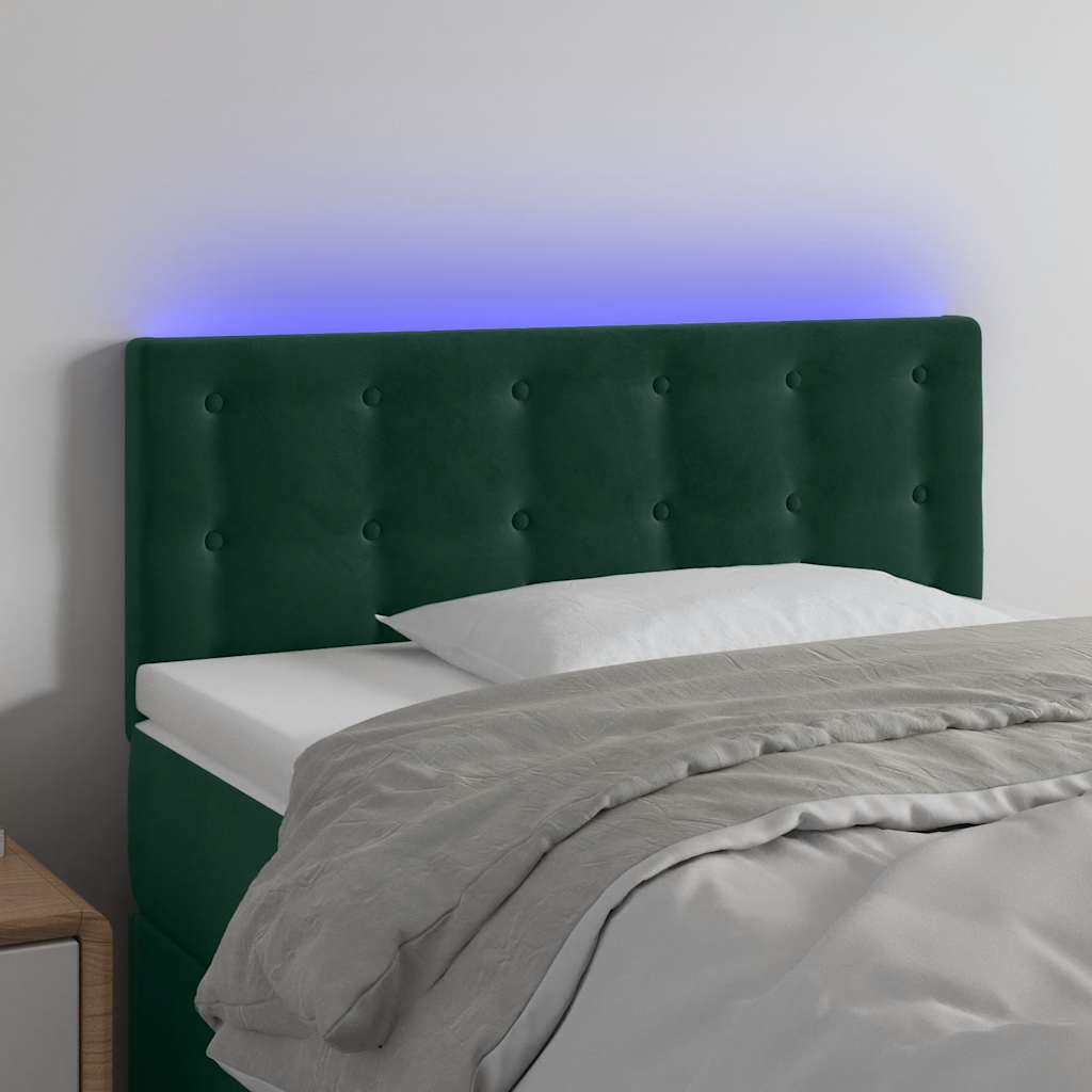 Κεφαλάρι Κρεβατιού LED Σκούρο Πράσινο 90x5x78/88 εκ. Βελούδινο